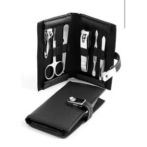 Bey-Berk 6PC Manicure Set With Leather Pouch NEW